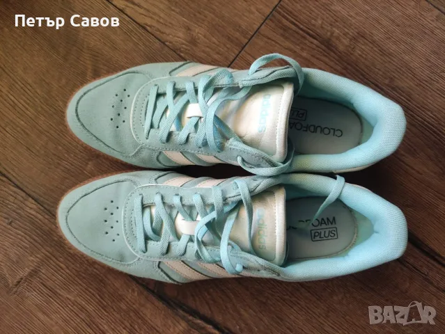 Adidas маратонки – светлосини, с бежови ленти, снимка 2 - Маратонки - 55601836