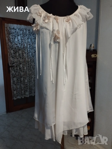 ДАМСКА рокля в цмят "слорова кост", снимка 2 - Рокли - 53949620