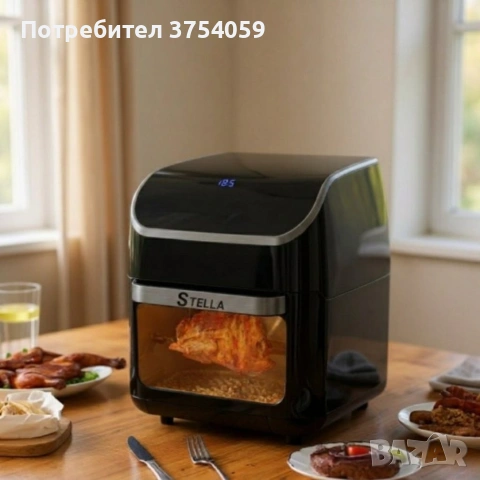 Stella power air fryer oven 12L – Дигитален еър фрайер и фурна 1800W с Touch Screen и грил, снимка 4 - Фритюрници - 55148362