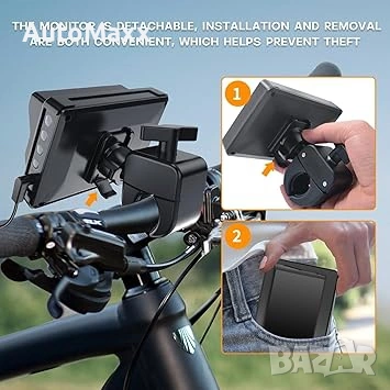 PARKVISION Велосипедна камера за задно виждане с капак за прах, 4.3'' HD 1080P монитор , снимка 5 - Аксесоари за велосипеди - 55072323