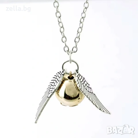 Колие Harry Potter Golden Snitch Quidditch с ангелски крила – Цинкова сплав, 50 см – Идеалният 10217
