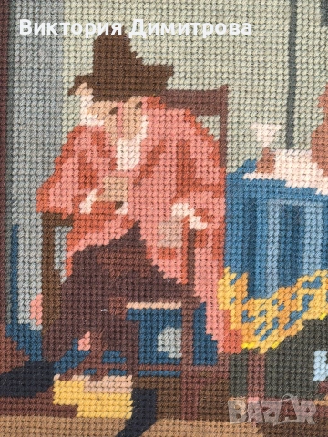 Гоблен "Четящият мъж"  (05-159), снимка 6 - Гоблени - 55180608