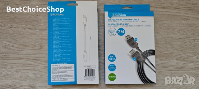 два броя Grundig нови DisplayPort кабели 2 метра!, снимка 2 - Кабели и адаптери - 55164526