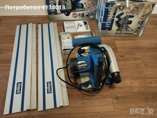 Продавам Ръчен циркуляр Scheppach PL45, 1010 W, ф 145 мм , пълен компплект, почти нов