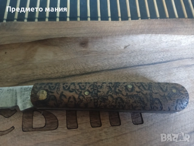 Уникален ръчно гравиран сгъваем нож, ножче ножка , снимка 4 - Ножове - 55243009
