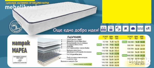 Еднолицеви матраци на най- Ниски цени!, снимка 2 - Матраци - 34164713