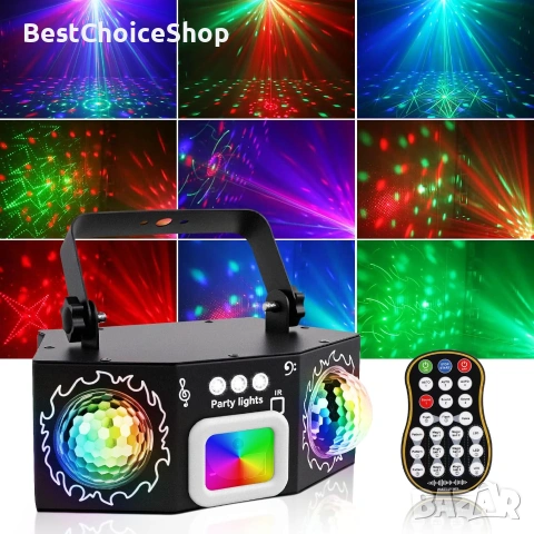 LED диско светлина с двойни топки, звуково активиране, за DJ, KTV, клуб, парти