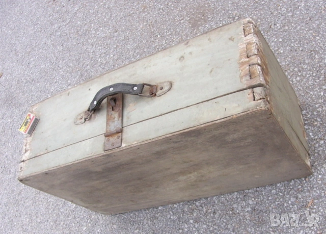 Оригинал Български Военни Дървени КУФАРИ 59 x 33 x 20 см БНА Сандъци с Дръжка и Заключалка БАРТЕР, снимка 2 - Антикварни и старинни предмети - 54228341