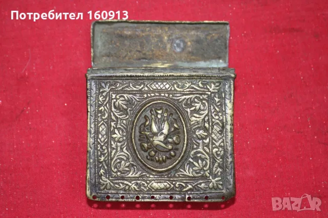 Старинна бронзова барутница, паласка, фишеклък, кутия., снимка 6 - Антикварни и старинни предмети - 55422163