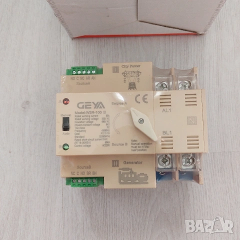 Автоматичен превключвател ATS GEYA W2R-100 II (2P, 63A, 220V) – АВР за Генератор и Соларни системи, снимка 3 - Друга електроника - 54801136