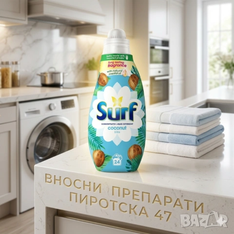 Сърф Омо Coconut концентриран перилен препарат 24 пранета внос от  Англия 