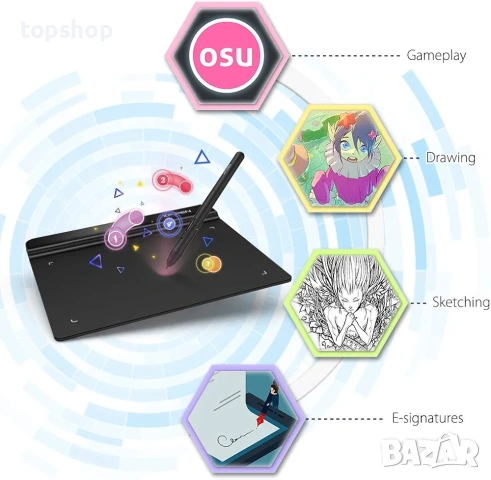 Нов графичен таблет XP-PEN Star G640 за дигитално рисуване подписи и OSU  , снимка 6 - Таблети - 54096777