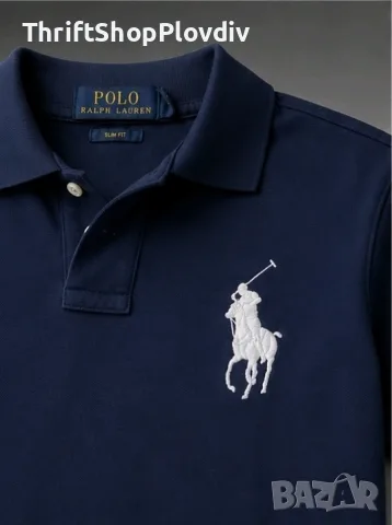 Оригинална мъжка тениска Polo Ralph Lauren – Slim Fit – Тъмносиня , снимка 3 - Тениски - 55421184