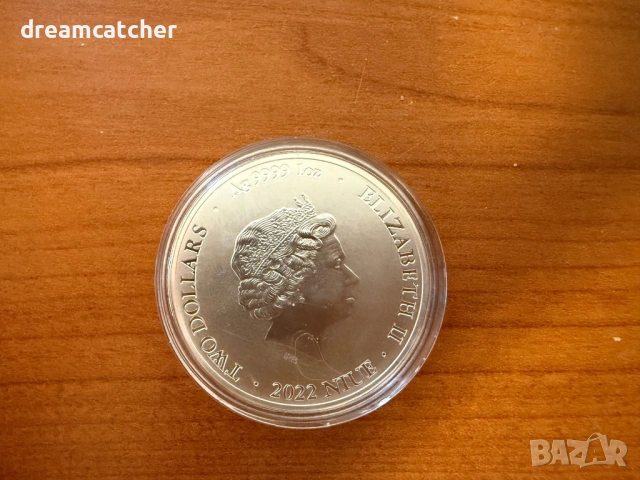 1 OZ СРЕБРО 2022 - BitCoin 2$ / Биткойн  - о-ви Ниуе (NUIE) МОНЕТА, снимка 2 - Нумизматика и бонистика - 54281693
