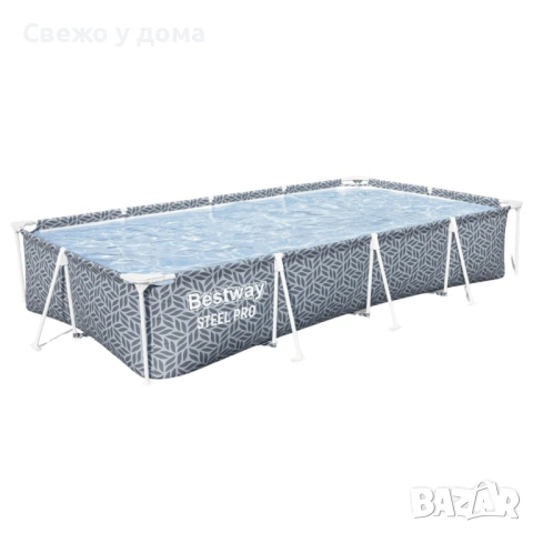 BESTWAY Steel Pro басейн 366x201x66 см с филтърна помпа - 4000 л капацитет, бърз монтаж и здрава мет