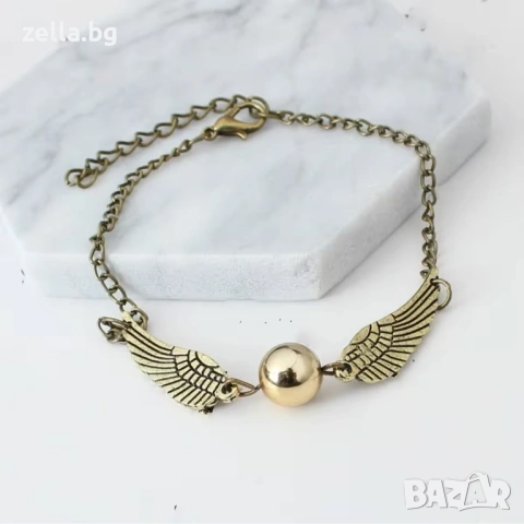 Гривна Harry Potter Golden Snitch & Deathly Hallows – Златиста/Сребриста, Метална сплав, 23 см 10122