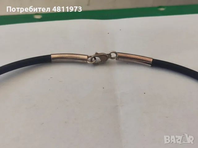Сребърен медальон 925 слон с кожена верижка, снимка 2 - Колиета, медальони, синджири - 55441081