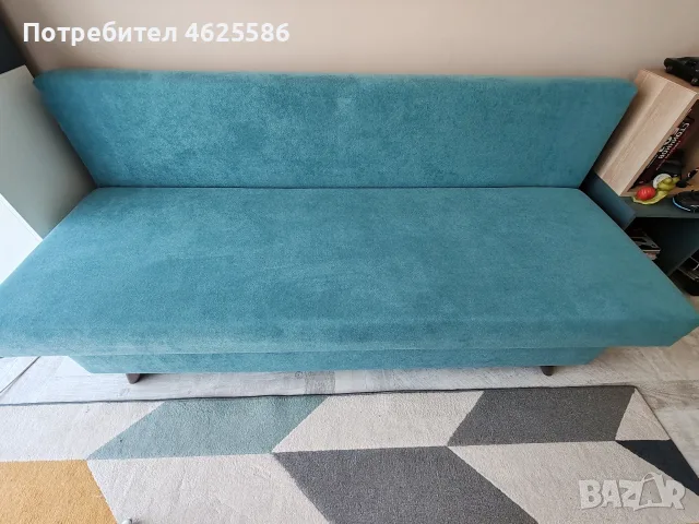 Разтегателен диван цвят тюркоаз , снимка 3 - Дивани и мека мебел - 55530150