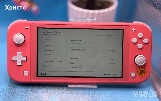 Игрова конзола Nintendo Switch Lite (Animal Crossing Edition) + Super Mario Odyssey  , снимка 5 - Nintendo конзоли - 54011857