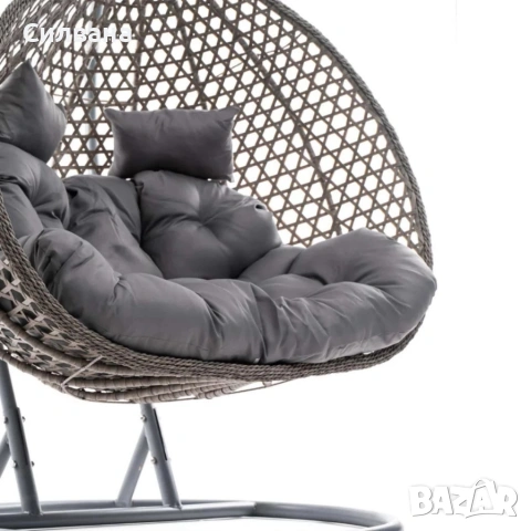 Двойна висяща ратанова люлка, снимка 6 - Градински мебели, декорация  - 54277892