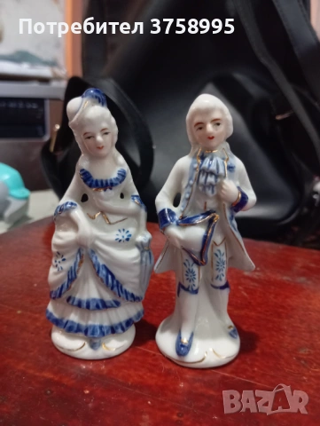 Винтидж японски порцеланови фигурки Дама и Кавалер Tajimi Pottery като ново