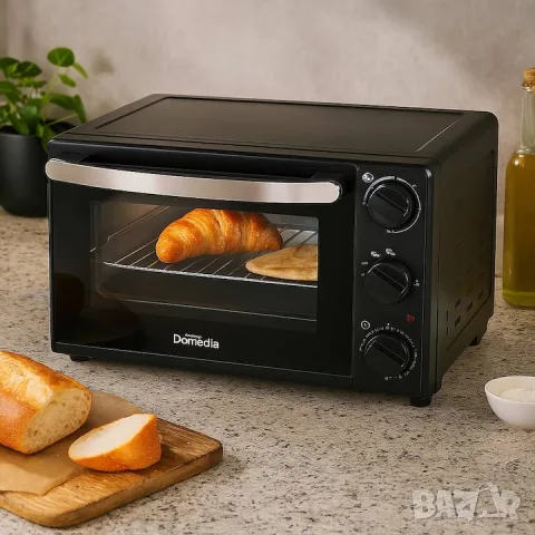 Електрическа фурна Domedia 20L, 1300W, 3 програми, черна, снимка 3 - Печки, фурни - 55331672