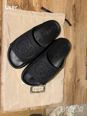 Черни чехли Gucci, снимка 3 - Чехли - 55247647
