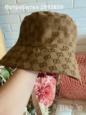 шапка Гучи*GUCCI reversible Bucket hat , снимка 9 - Шапки - 54914630