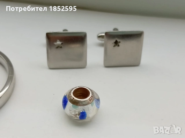 Vintage лот от гривна, обеци, висулка за гривна и копчета за ръкавели, снимка 6 - Колиета, медальони, синджири - 54721306