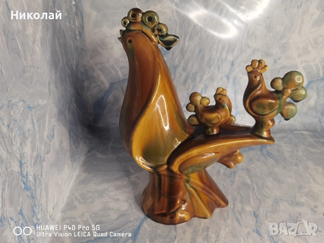 Стара Съветска Керамична Фигура ЗИК Конаково Кокошка с Пиленца, снимка 12 - Антикварни и старинни предмети - 54387783