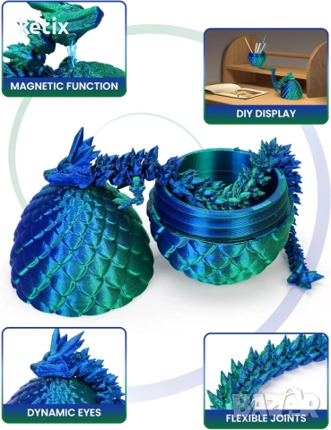 3D принтирана фигурка на дракон в драконово яйце,магнитна, снимка 4 - Други - 54916505