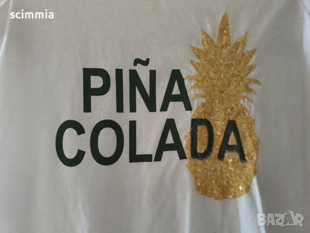 Vero Moda бяла тениска “Piña Colada” с пайети размер S, снимка 4 - Тениски - 54670281