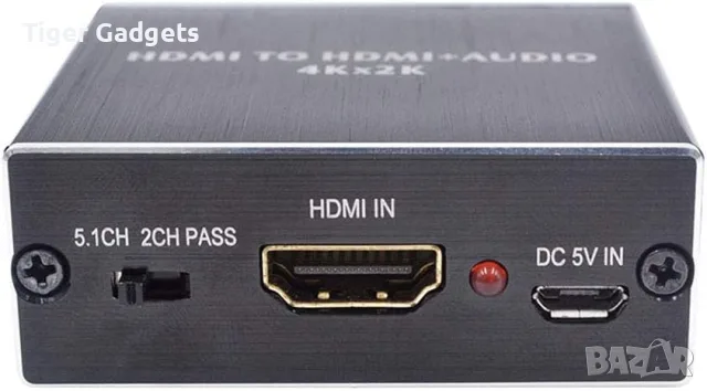 HDMI аудио екстрактор 4K HDMI към HDMI + Optical SPDIF + 3.5 мм AUX, снимка 3 - Кабели и адаптери - 55585933