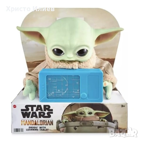 Плюшена играчка Star Wars Grogu Грогу със звуци и учебен таблет, снимка 4 - Плюшени играчки - 54736359
