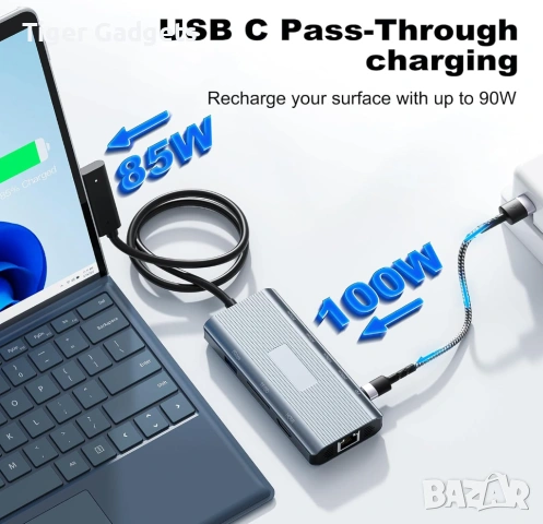 Docking Station SD962 за Microsoft Surface – 10 в 1, 4K HDMI, Ethernet, USB-C PD 100W, снимка 7 - Кабели и адаптери - 54931278