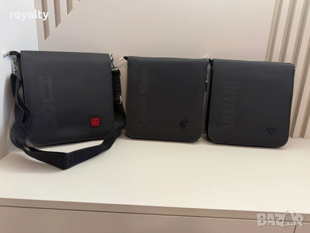 Hugo Boss Маркови Черни Кожени Нови Мъжки Чанти Emporio Armani Calvin Klein 