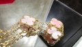 Van Cleef & Arpels VCA 5 Motifs Gold Pink Opal Vintage Alhambra Дамска Гривна, снимка 7