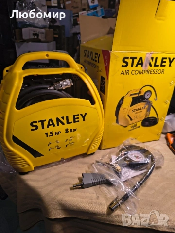 Stanley - Комплект въздушен компресор - 1.5 к.с./8 бара - с аксесоари , снимка 3 - Аксесоари и консумативи - 54076151