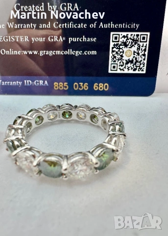 Сребърен пръстен с мойсанит (Диамант) 7.5 карата, снимка 6 - Пръстени - 54091856