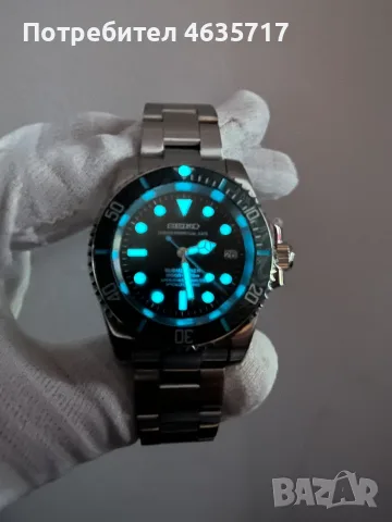 Нов часовник Submariner Black (Seiko custom mod), снимка 5 - Мъжки - 55630004