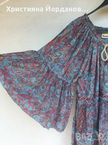 Лятна копринена рокля бохо стил, снимка 4 - Рокли - 54326277