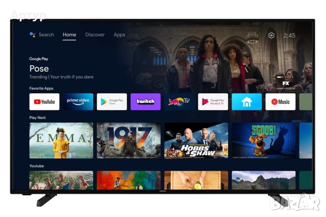 Hitachi 55" Smart телевизор с дефектен дисплей
