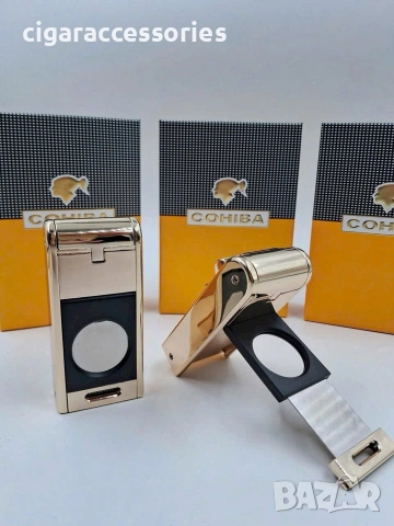 COHIBA запалка за пури – 2 Jet пламъка, вградена резачка и пънч, снимка 3 - Запалки - 55190189