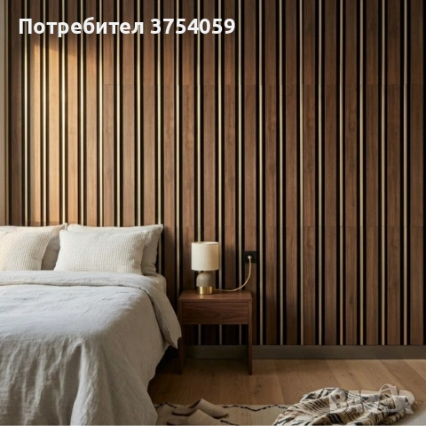 Декоративен стенен панел 16 см x 2.8 м - Орех с черни и метални акцентни линии, снимка 3 - Декорация за дома - 55148168