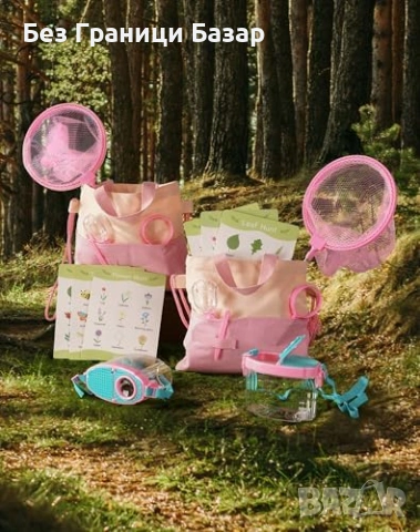 Нов Детски комплект за ловене на насекоми 2 деца с чанта розов Играчки, снимка 9 - Образователни игри - 54043211