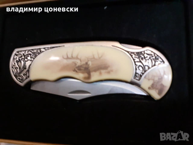 Сгъваем нож Елен в дървена кутия ножка,идеален подарък за мъж,нож,кама,кинжал, снимка 3 - Ножове - 54375027