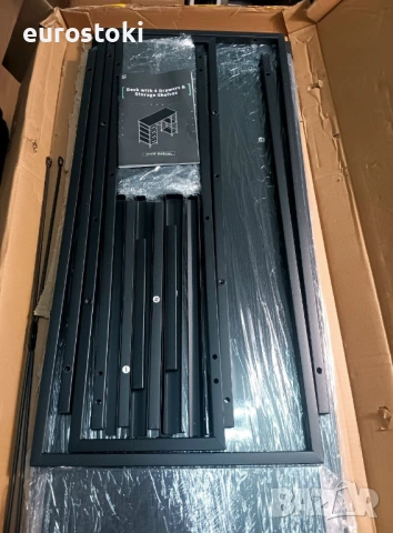 Бюро Coleshome с 4 чекмеджета от плат и рафтове, 100 x 40 см, компактно бюро за компютър с рафтове, снимка 7 - Бюра - 54879137