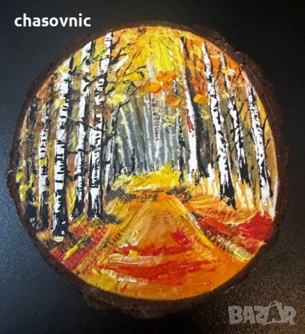 Картина ръчно рисувана върху дърво с магнит нова