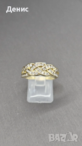 Луксозен пръстен 18K (750) с естествени диаманти | 5.44 гр | Infinity Weave Design