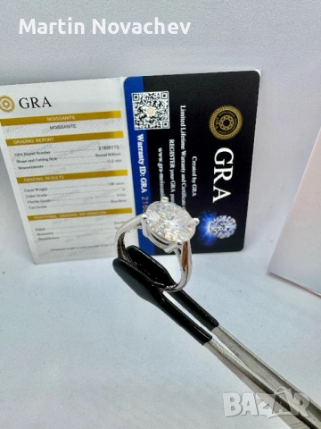 Сребърен пръстен с мойсанит (Диамант) 5 карата, снимка 11 - Пръстени - 54117287